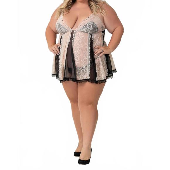 NEW ISAYES babydoll nighwear set - plus in black